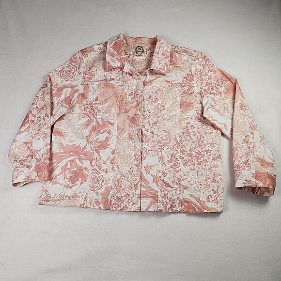 Graff In the Pink Jackets & Blazers - Graff In The Pink Jacket Women Pink White Floral Cotton Lightweight Jacket Large